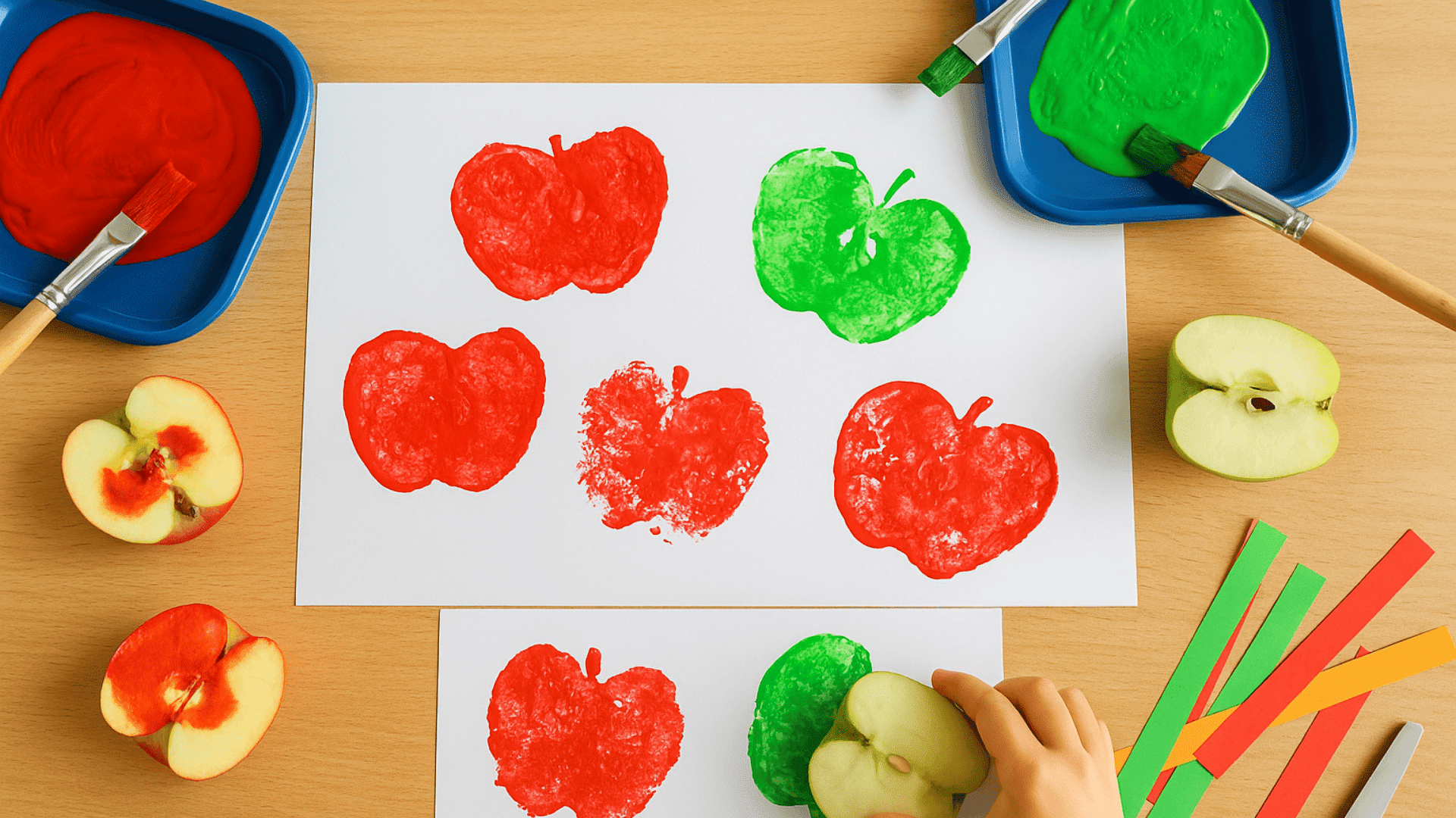 apple stamping with real apples