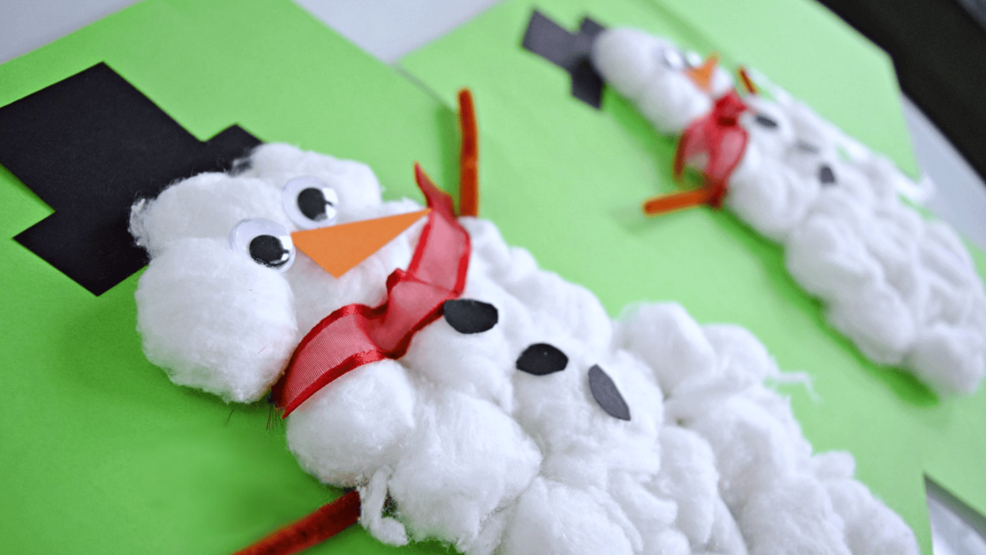 cotton ball snowmen