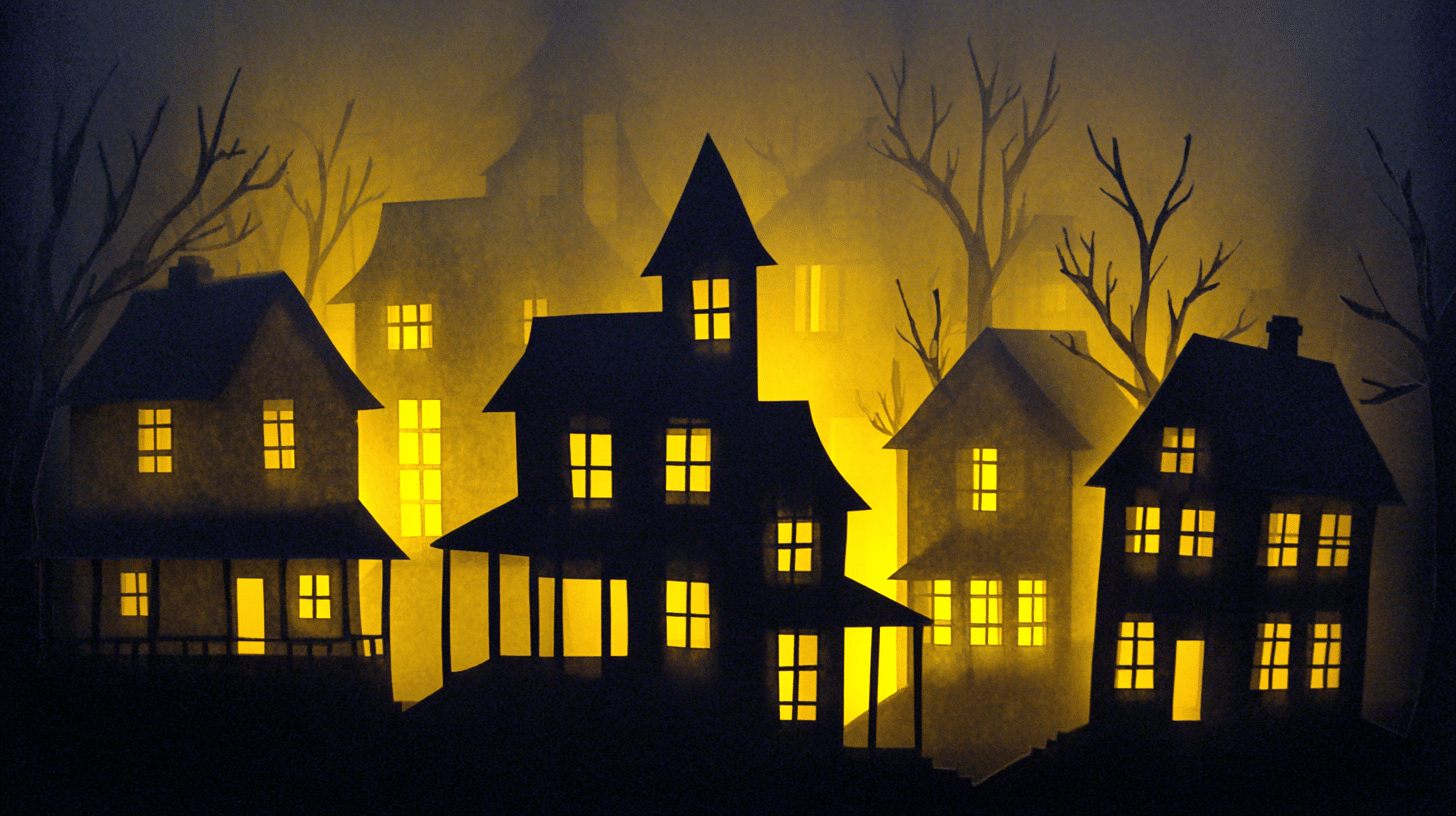 easy halloween crafts for kids haunted house silhouette