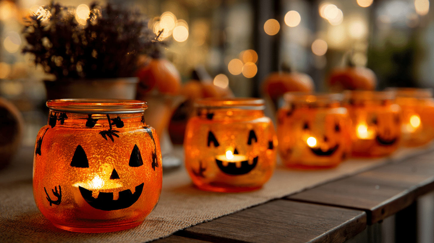 easy halloween crafts for kids jack o lantern jar
