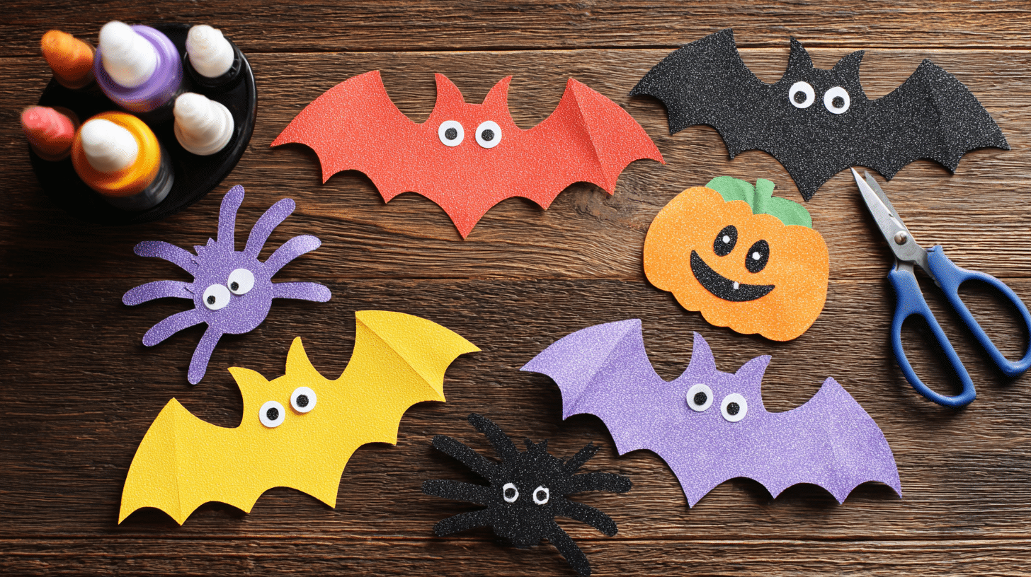easy halloween crafts for kids paper bats and spiders
