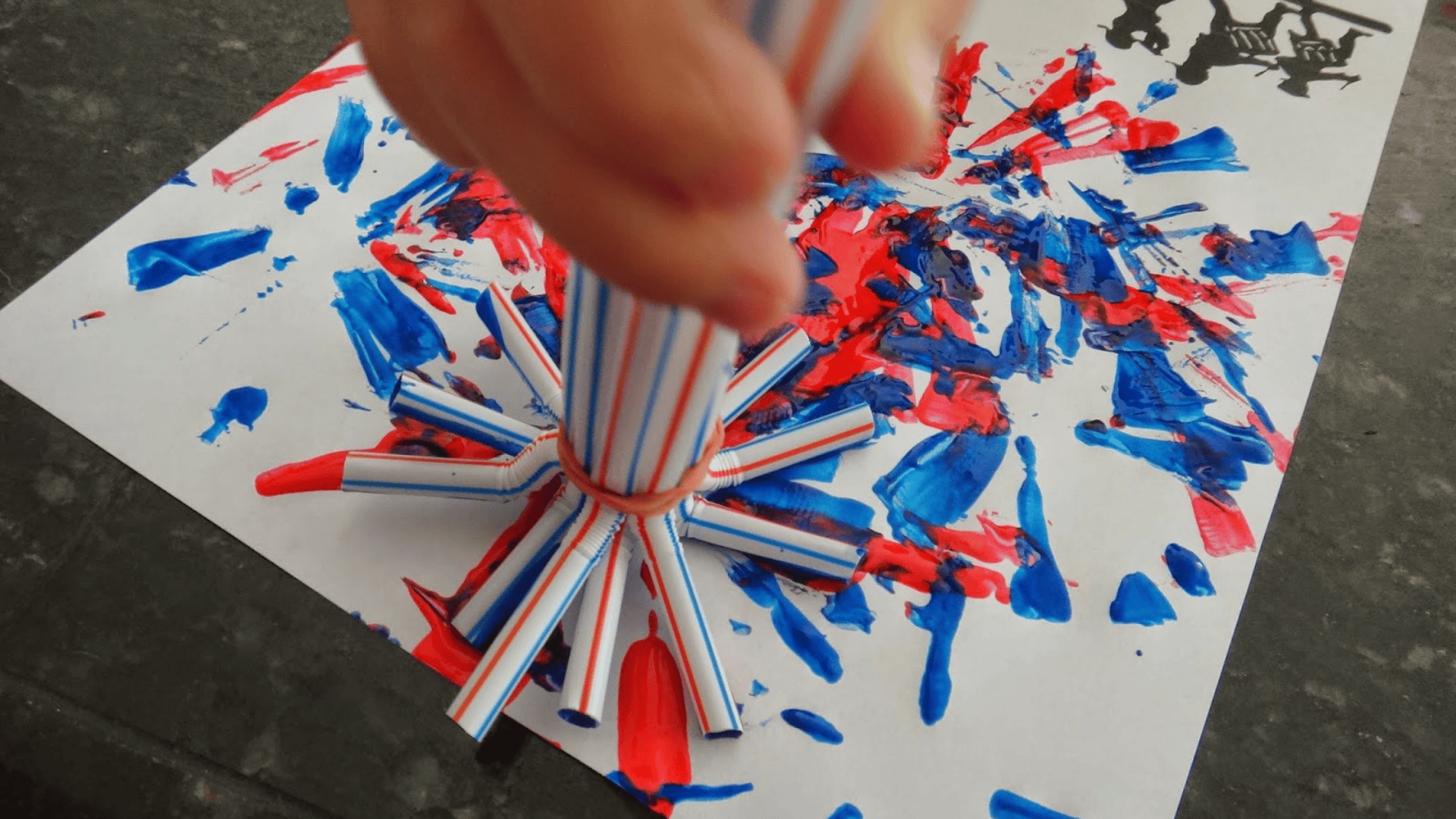 fourth of july fireworks painting with straws