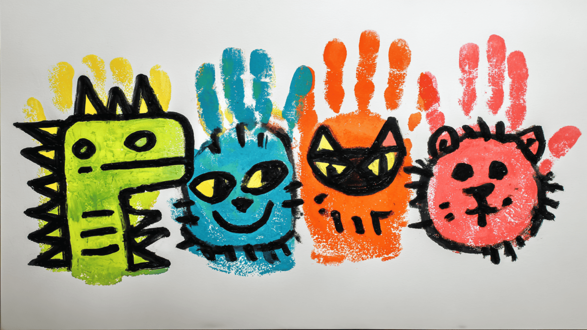 hand outline animal drawings