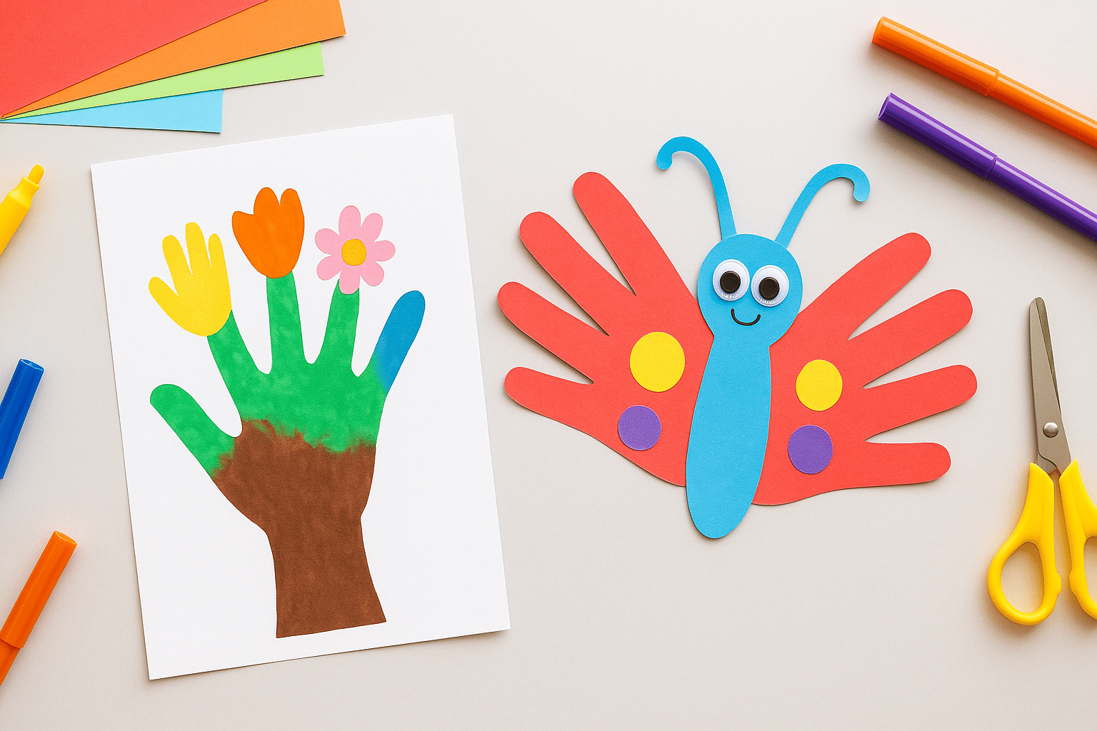handprint crafts butterflies