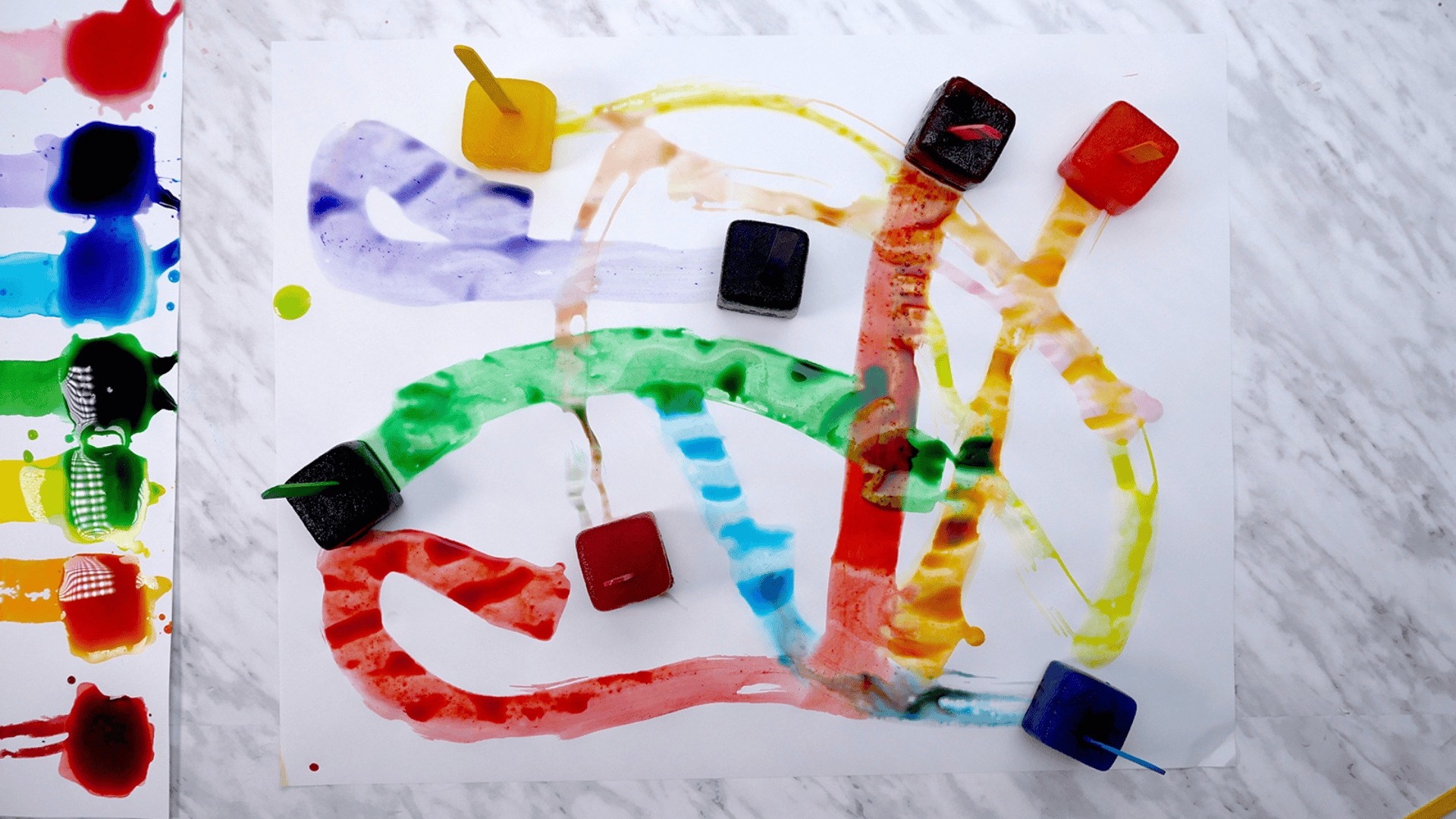 ice cube painting colored ice cubes that melt into art