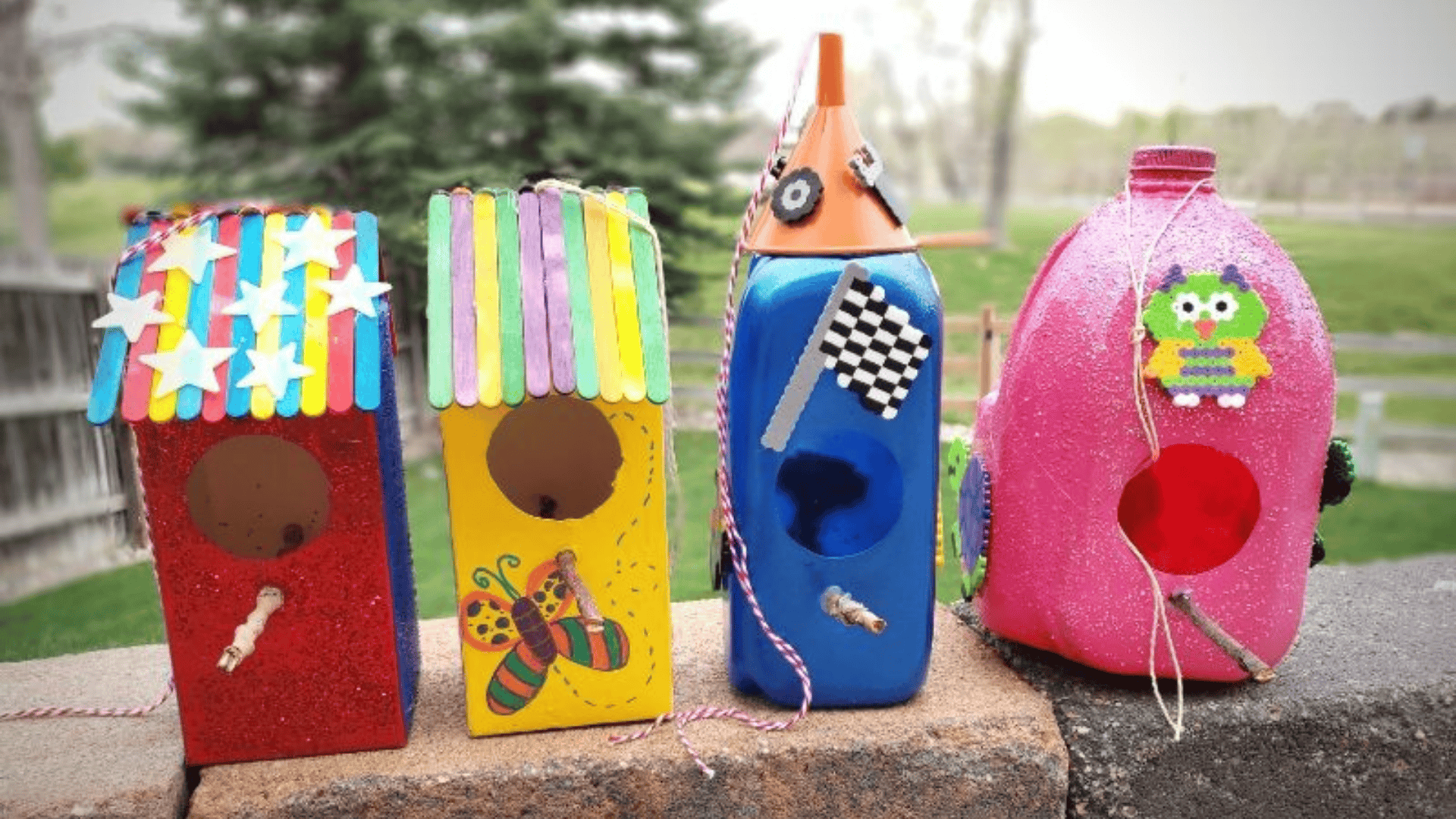 milk carton birdhouses
