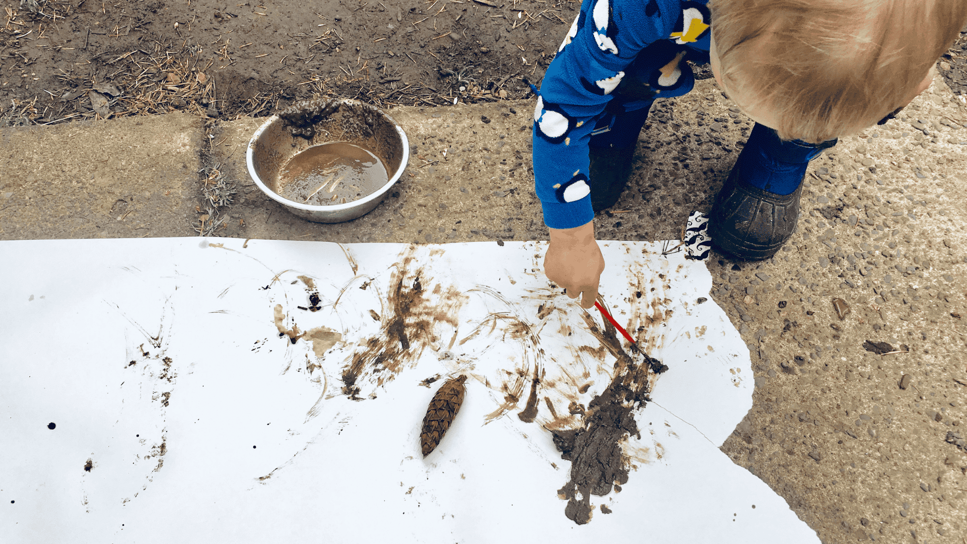 mud painting outdoors