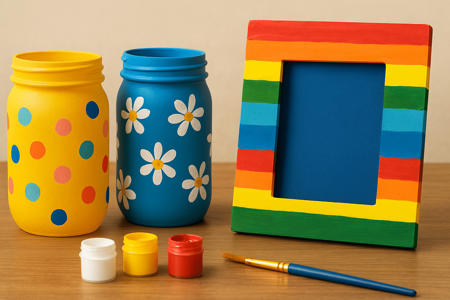 painted jars and frames