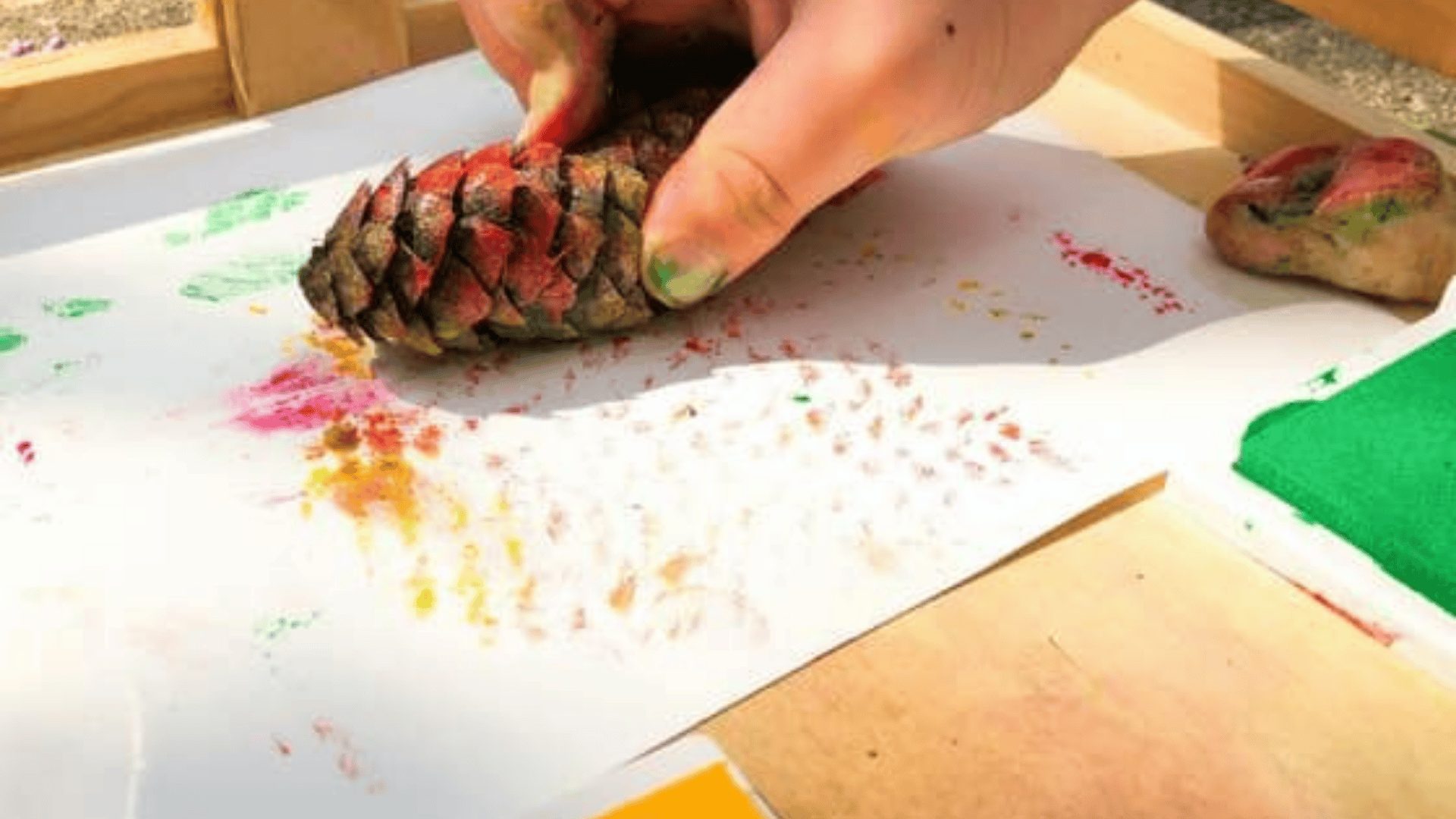 pinecone stamping with paint