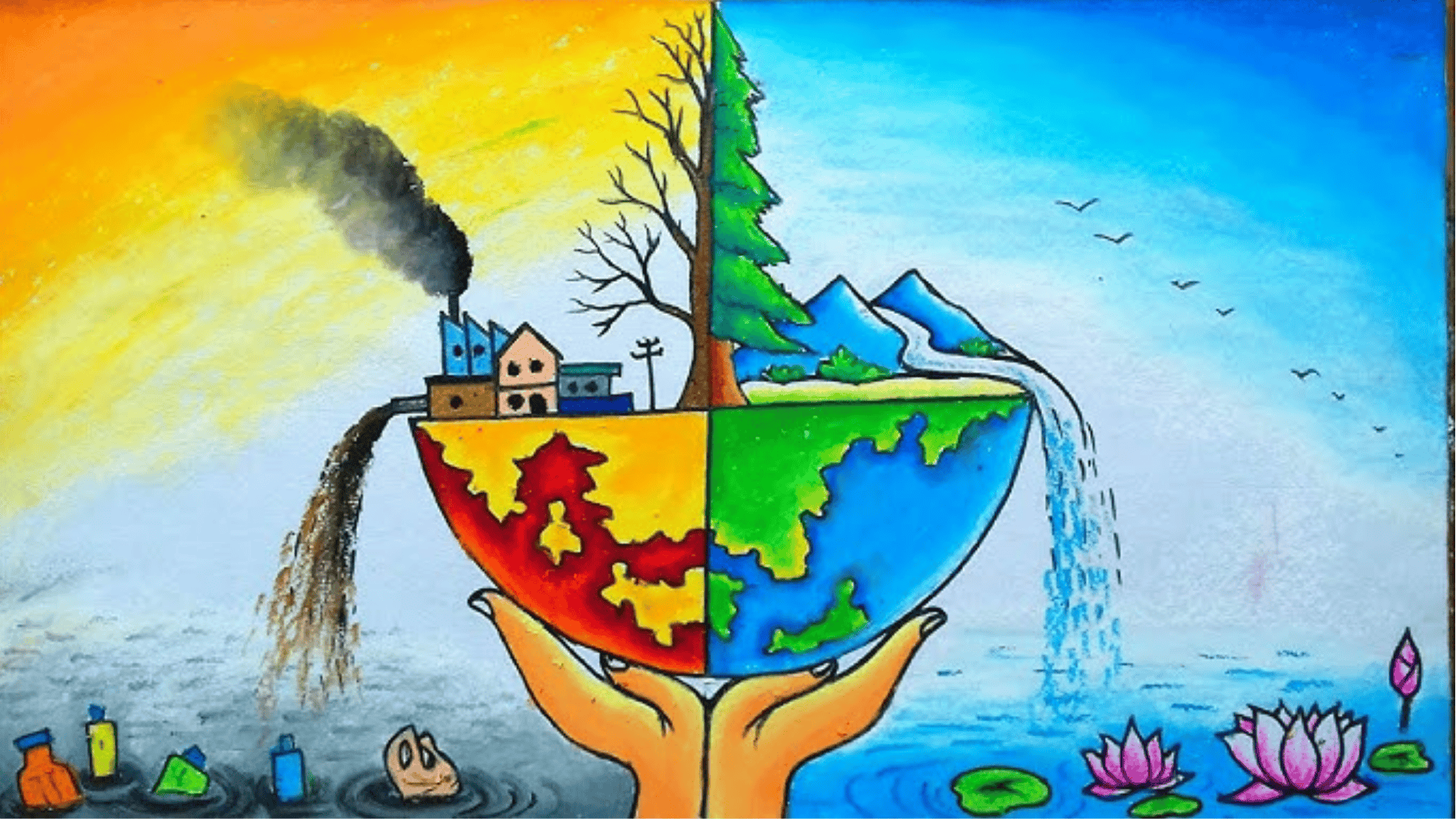 pollution vs clean earth poster