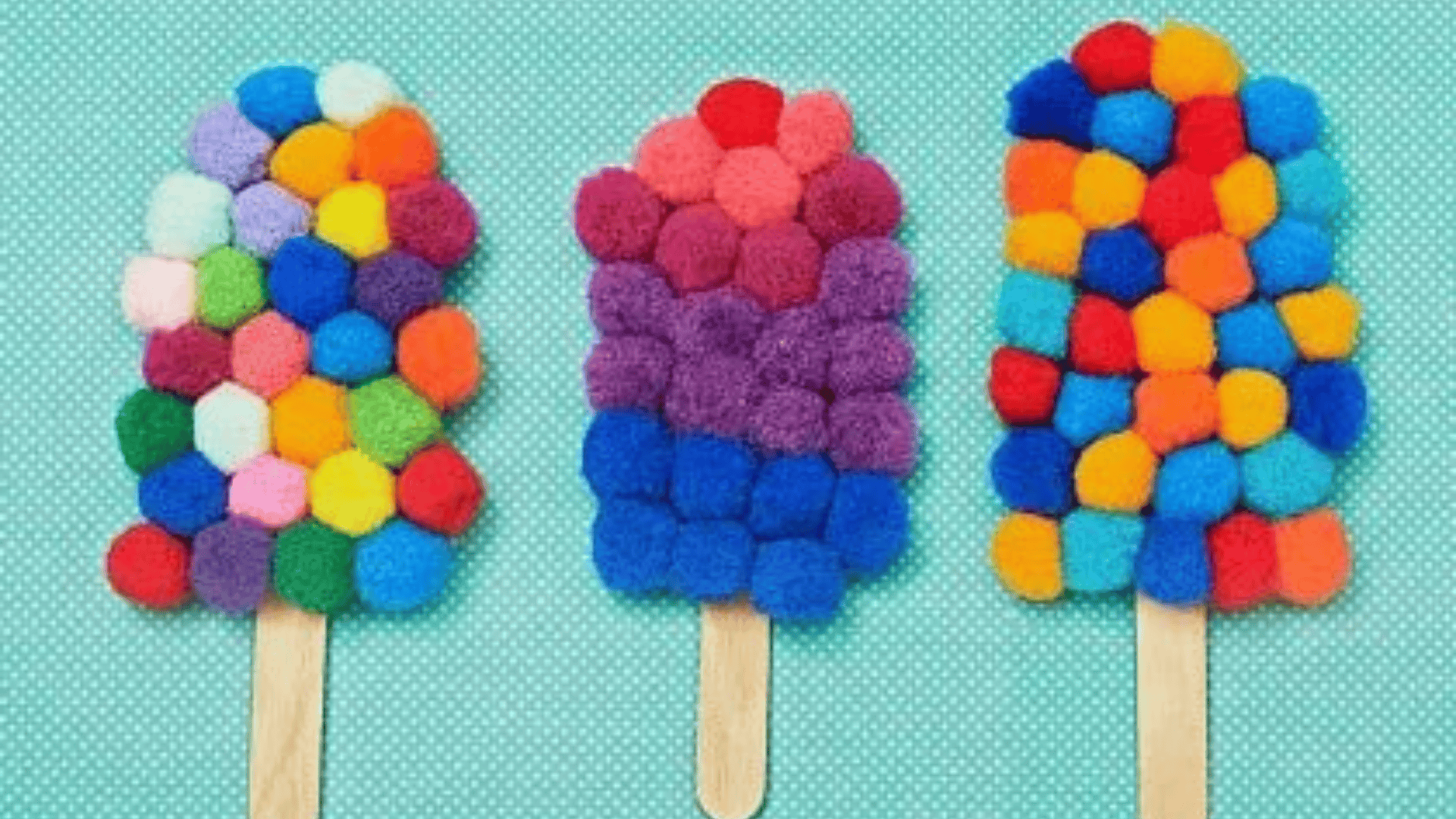 pom pom gluing on cardboard shapes