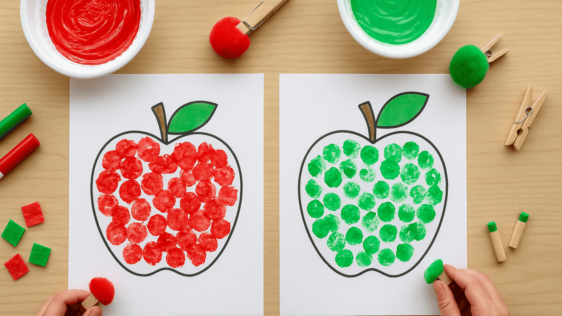pom pom painted apples