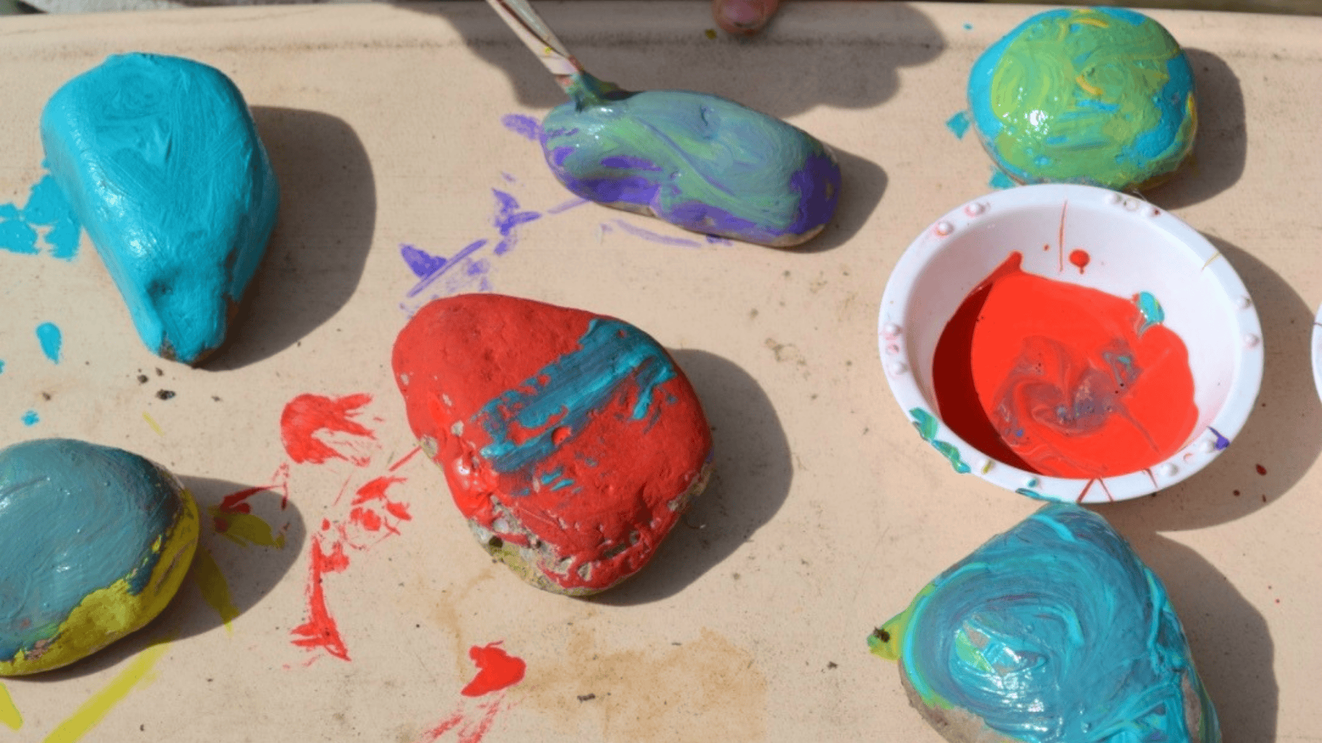 rock painting with washable paints