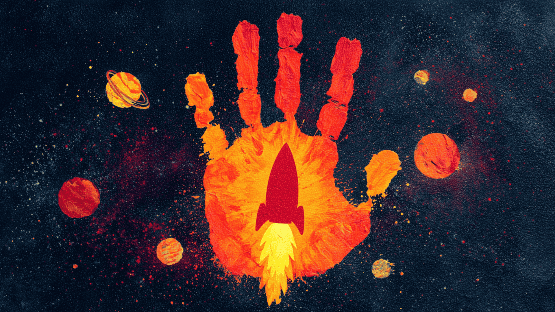 rocket ship handprints