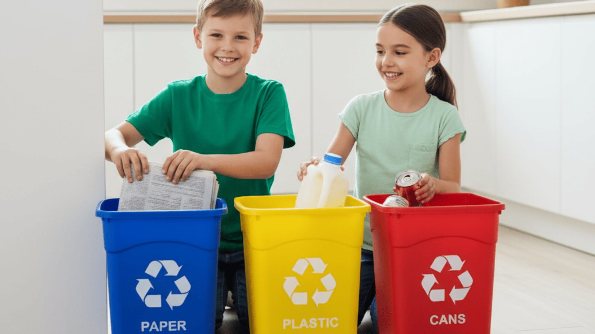 set up recycling bins