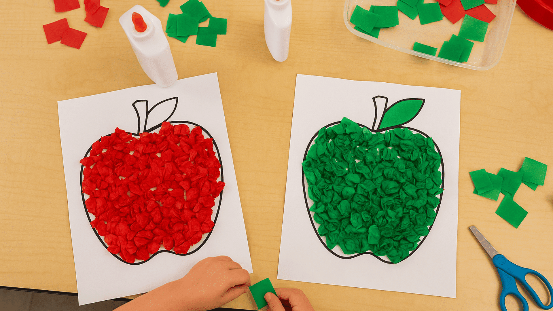 tissue paper apple craft