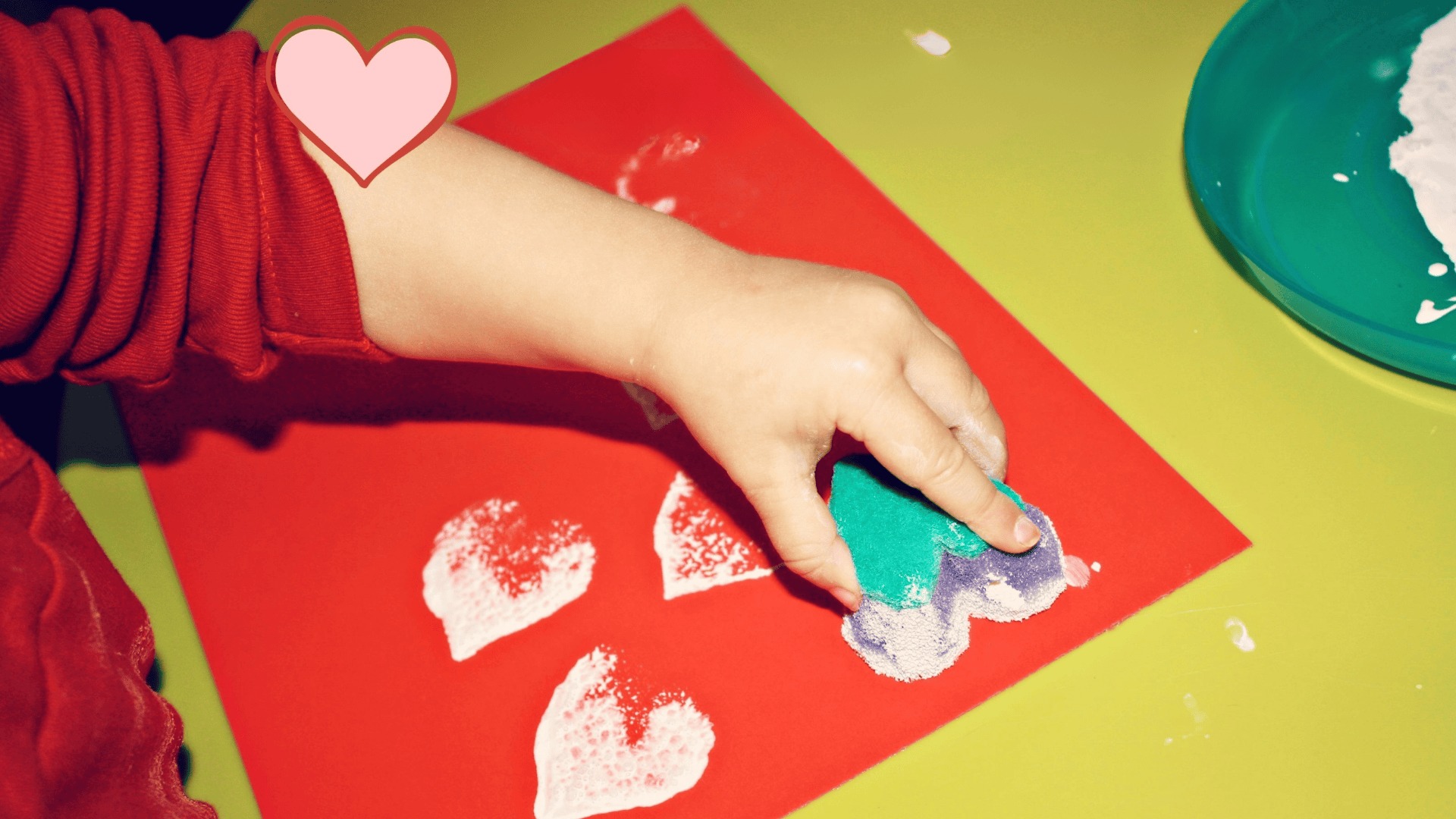 valentine s day heart stamping with sponges
