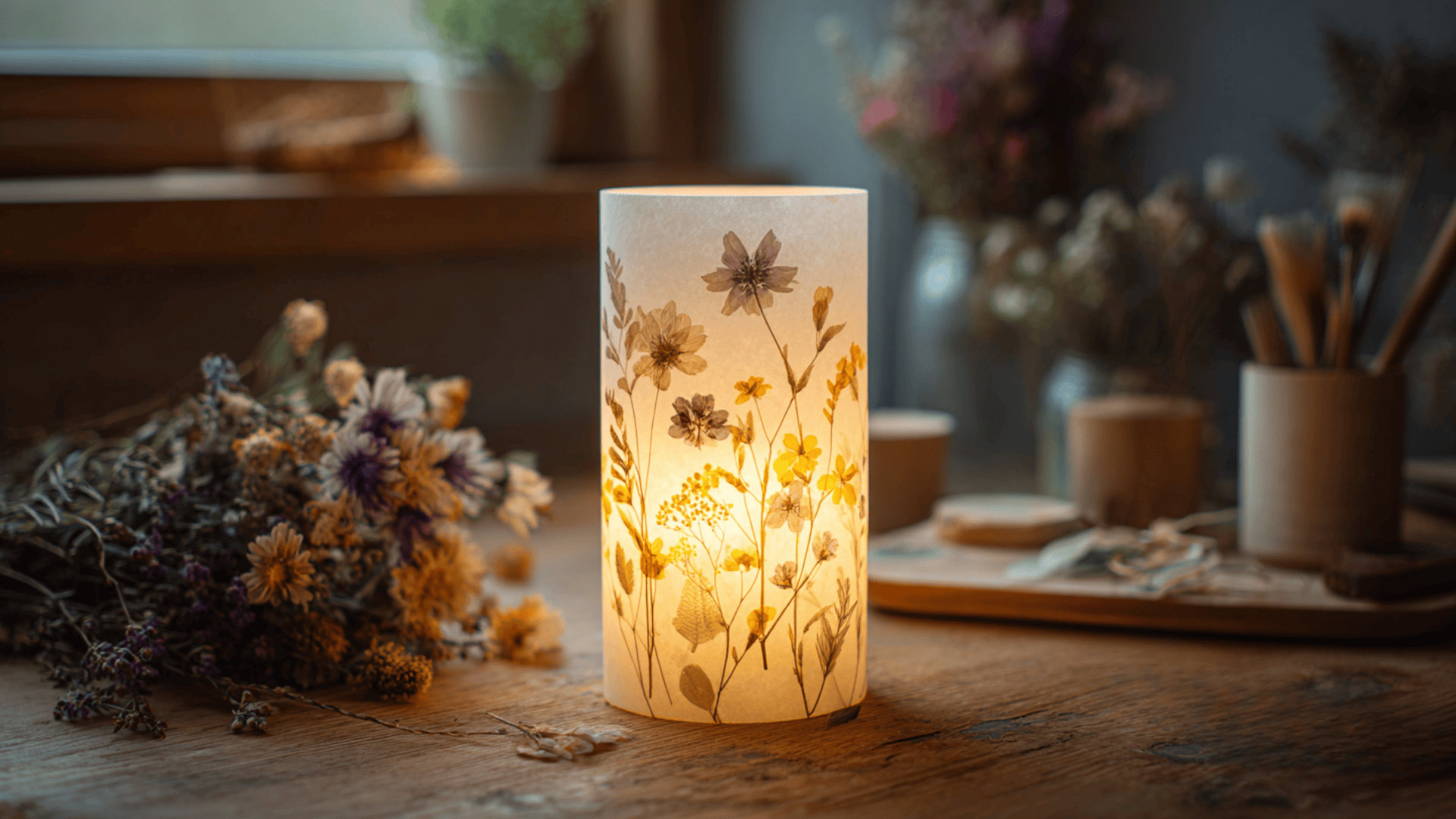 wax paper pressed flower lanterns