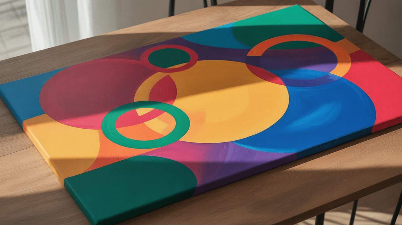 abstract circles rings canvas painting