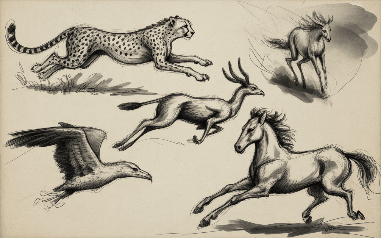 animal motion gesture sketches drawing art project