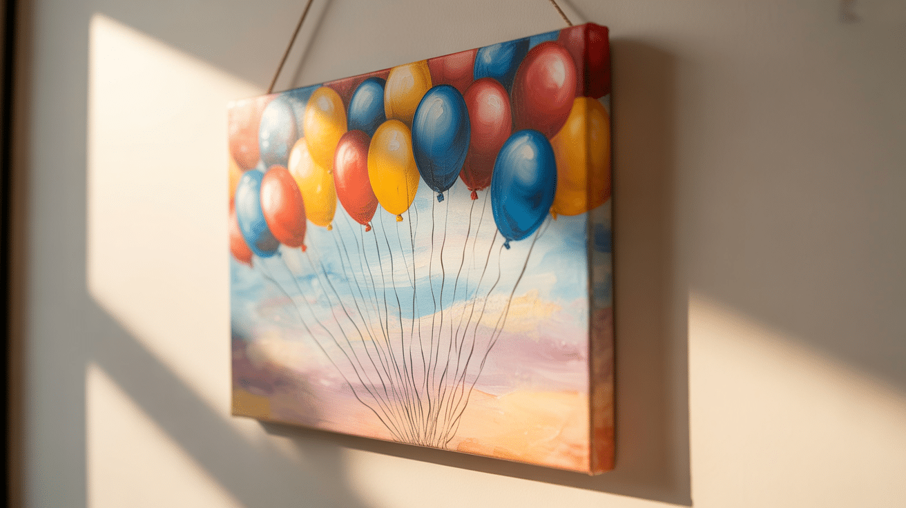 balloons in the sky canvas painting
