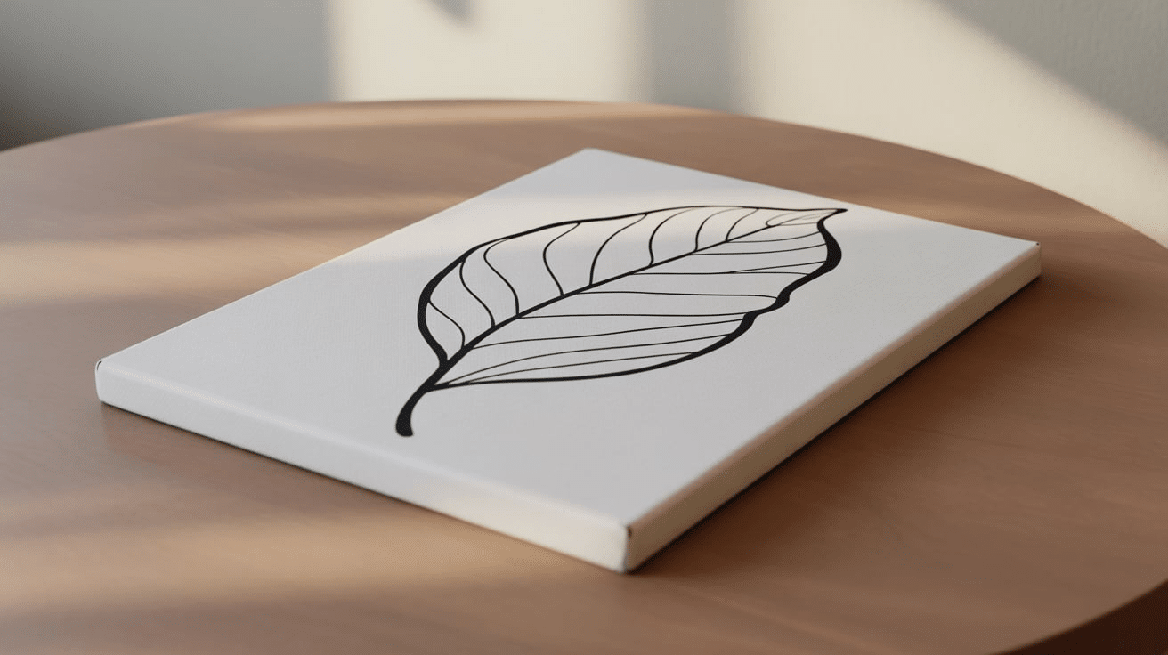 botanical leaf line art canvas painting