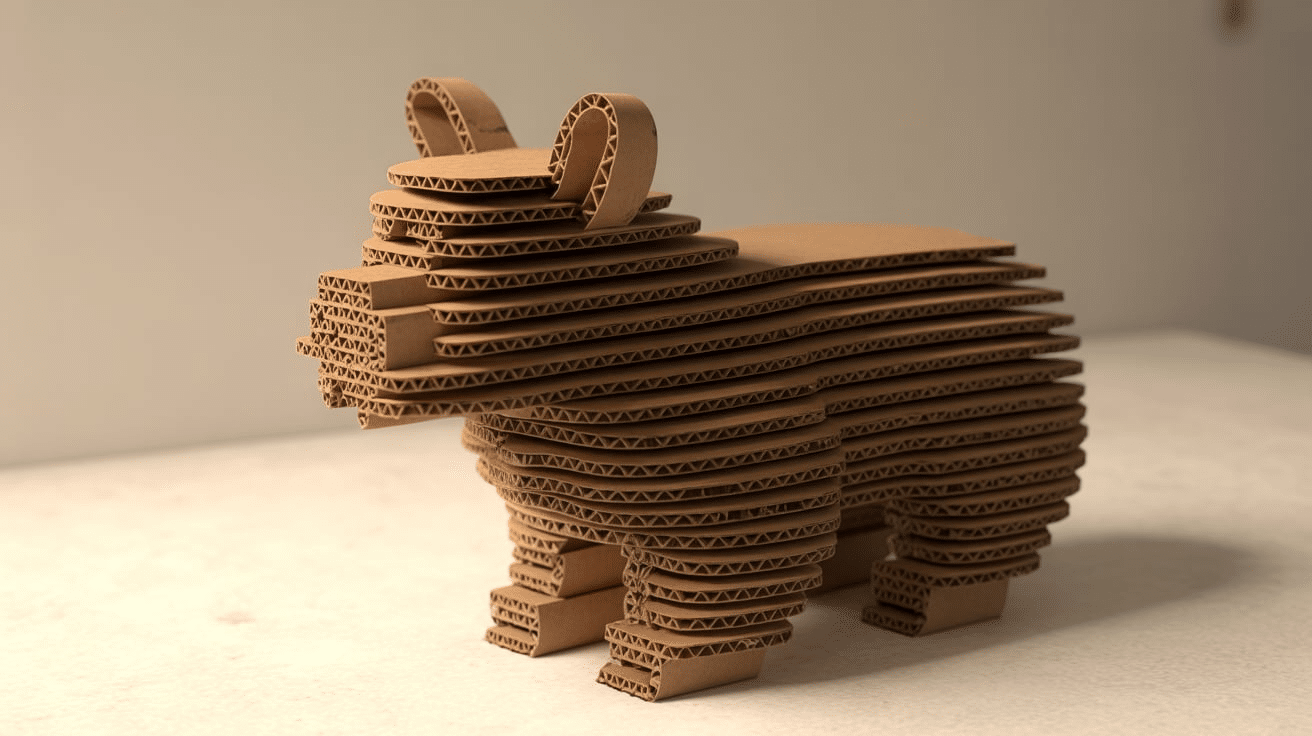 cardboard layered animal sculpture art project