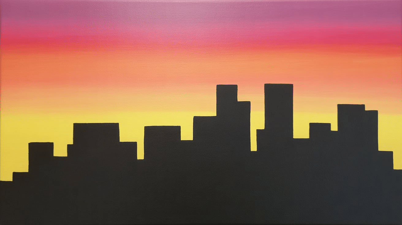 city skyline silhouette canvas painting