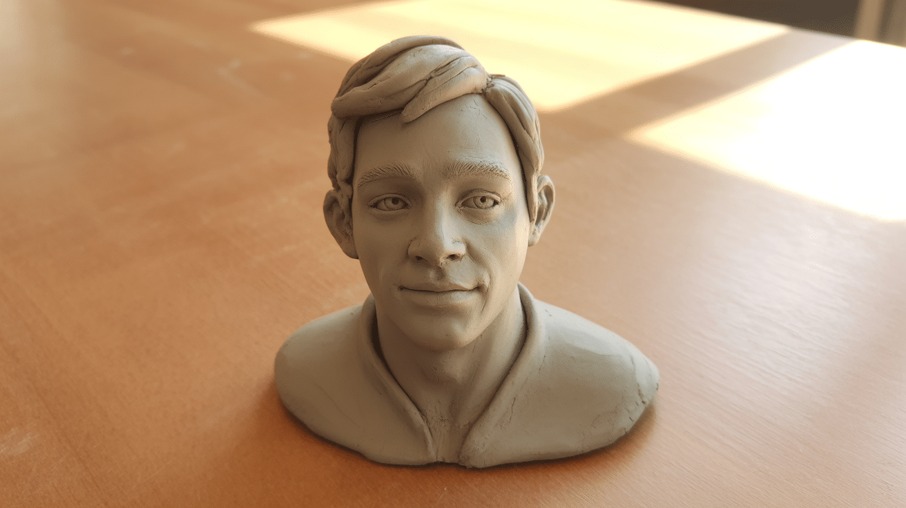 clay character bust sculpture art project