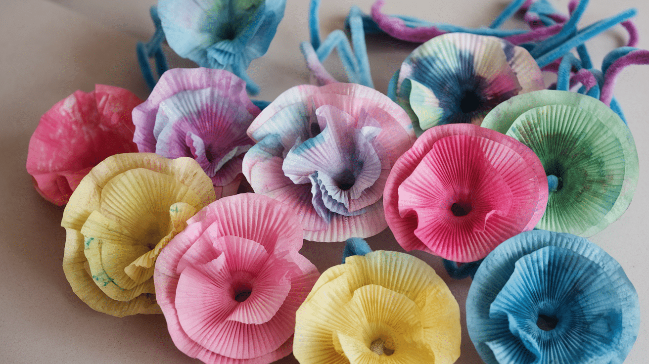 coffee filter flowers summer craft for kids