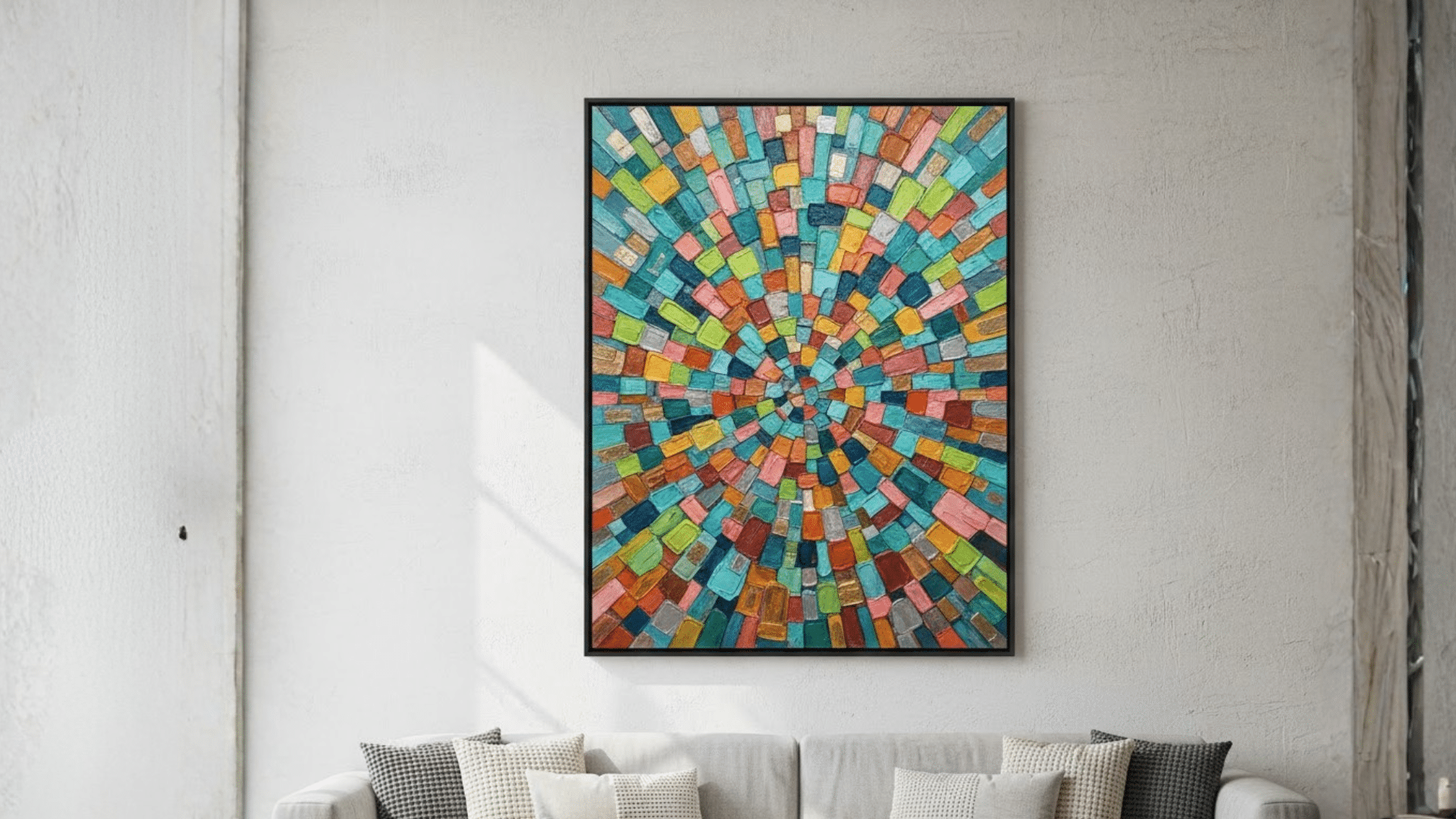 colorful mosaic squares canvas painting