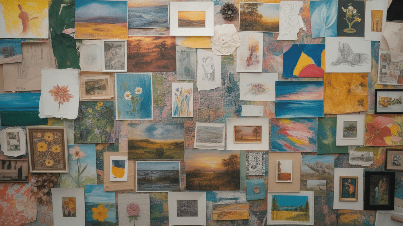 community collage board mixed media art project