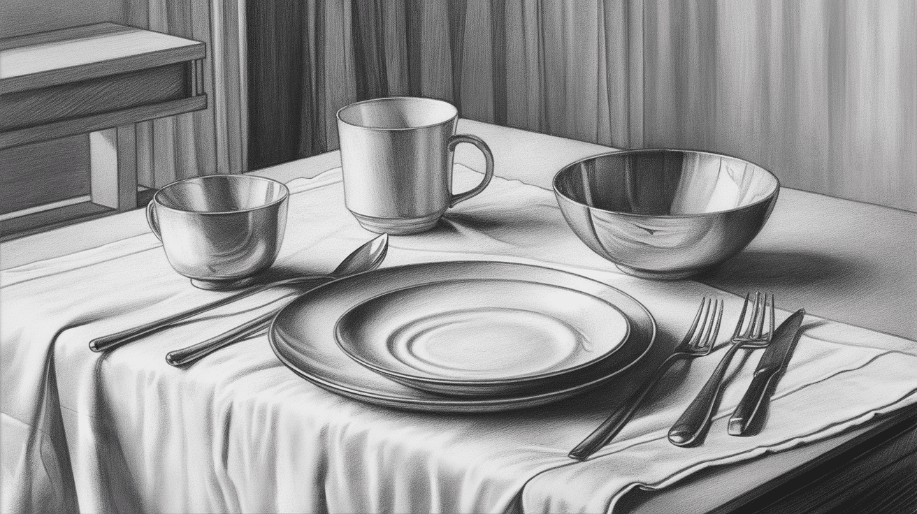 detailed pencil study everyday objects art project