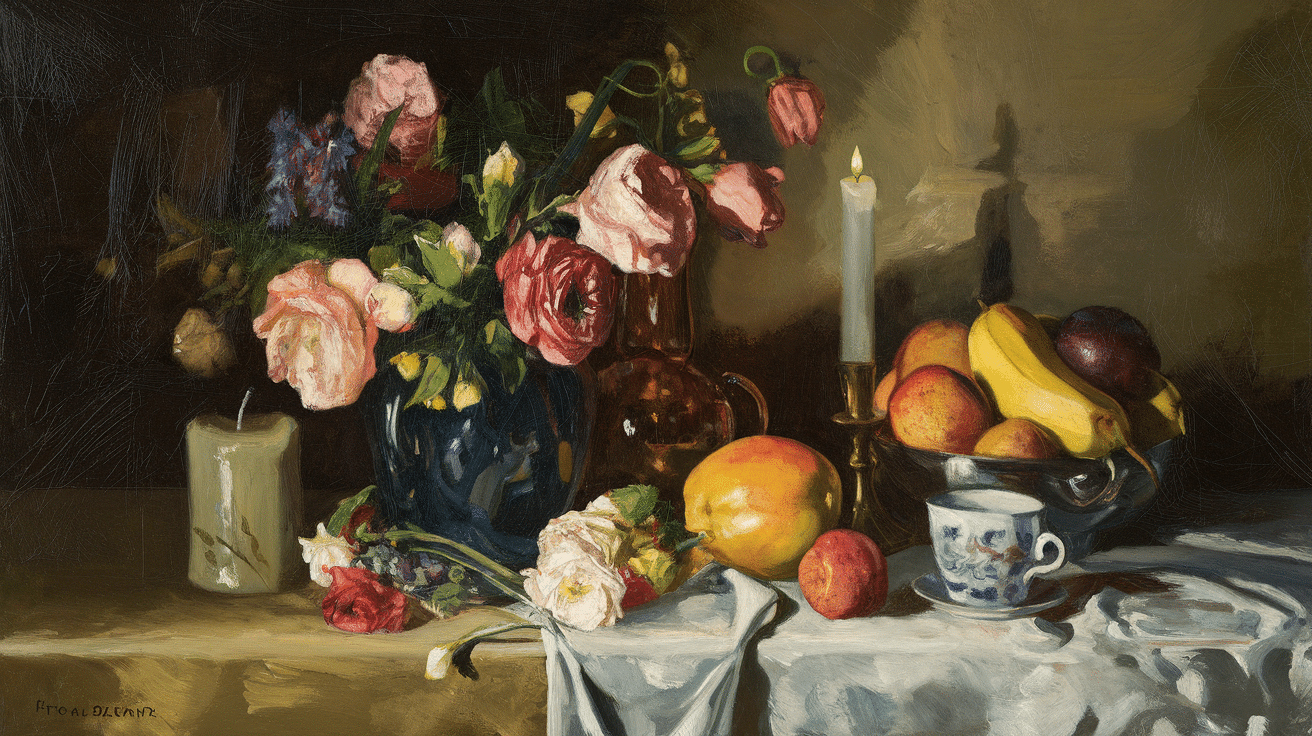 dramatic light still life painting art project