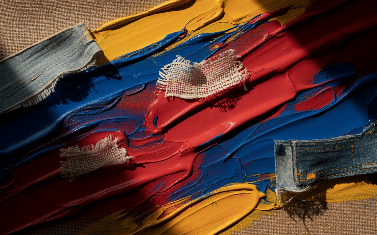 fabric painted texture canvas mixed media art project