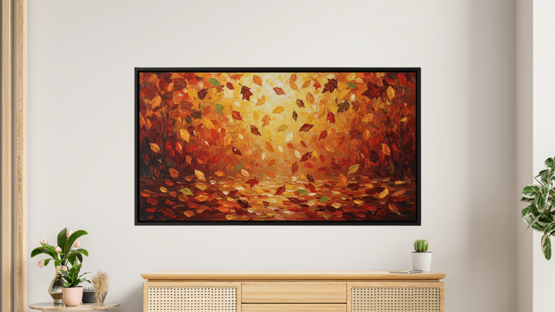 falling leaves pattern canvas painting