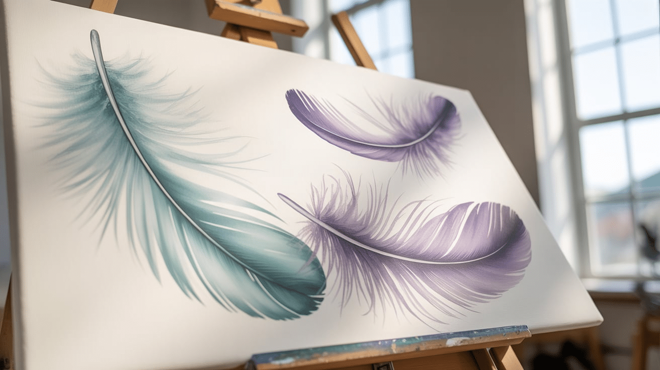 floating feathers canvas painting