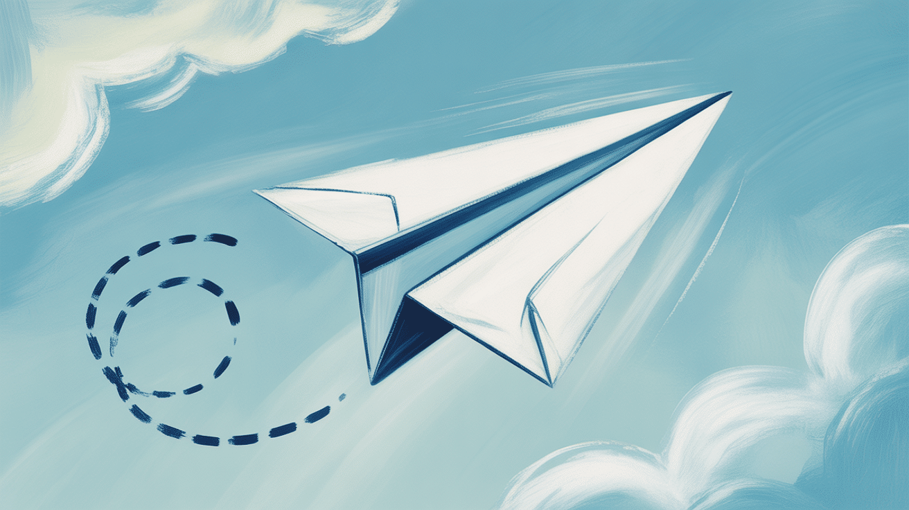 floating paper airplane canvas painting