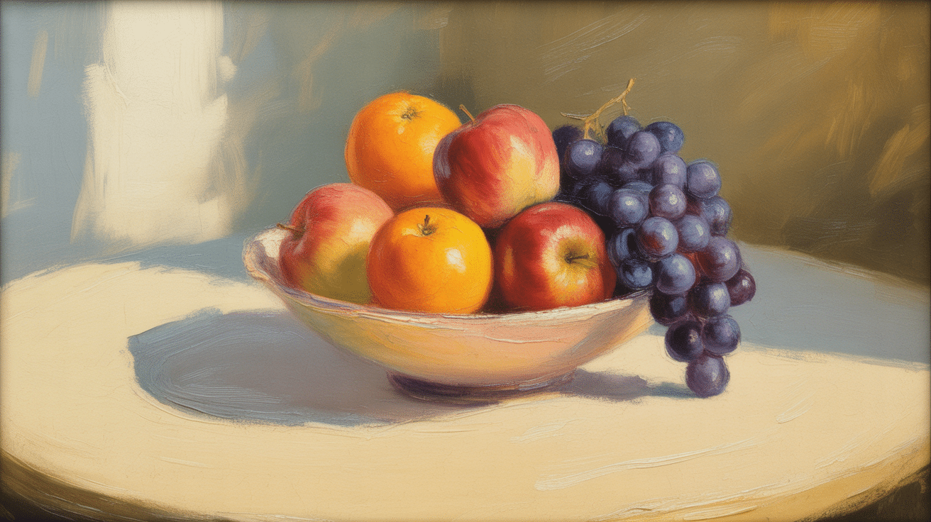 fruit bowl still life canvas painting