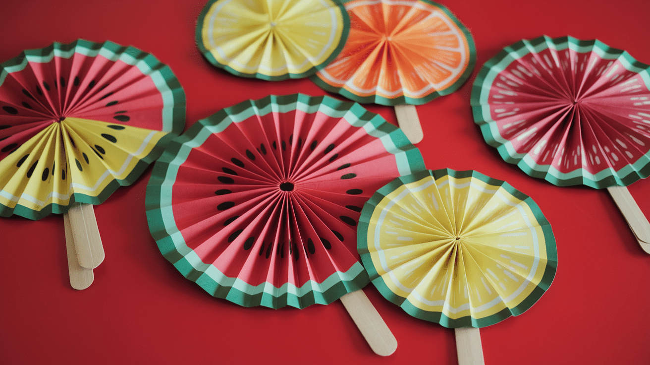 fruit paper fan summer craft for kids