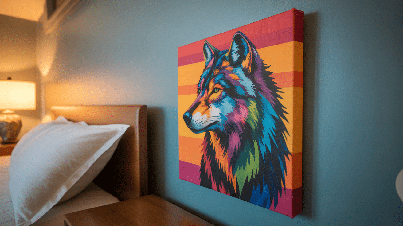 geometric animal silhouette canvas painting