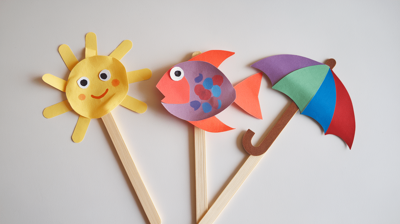 ice cream stick puppets summer craft for kids