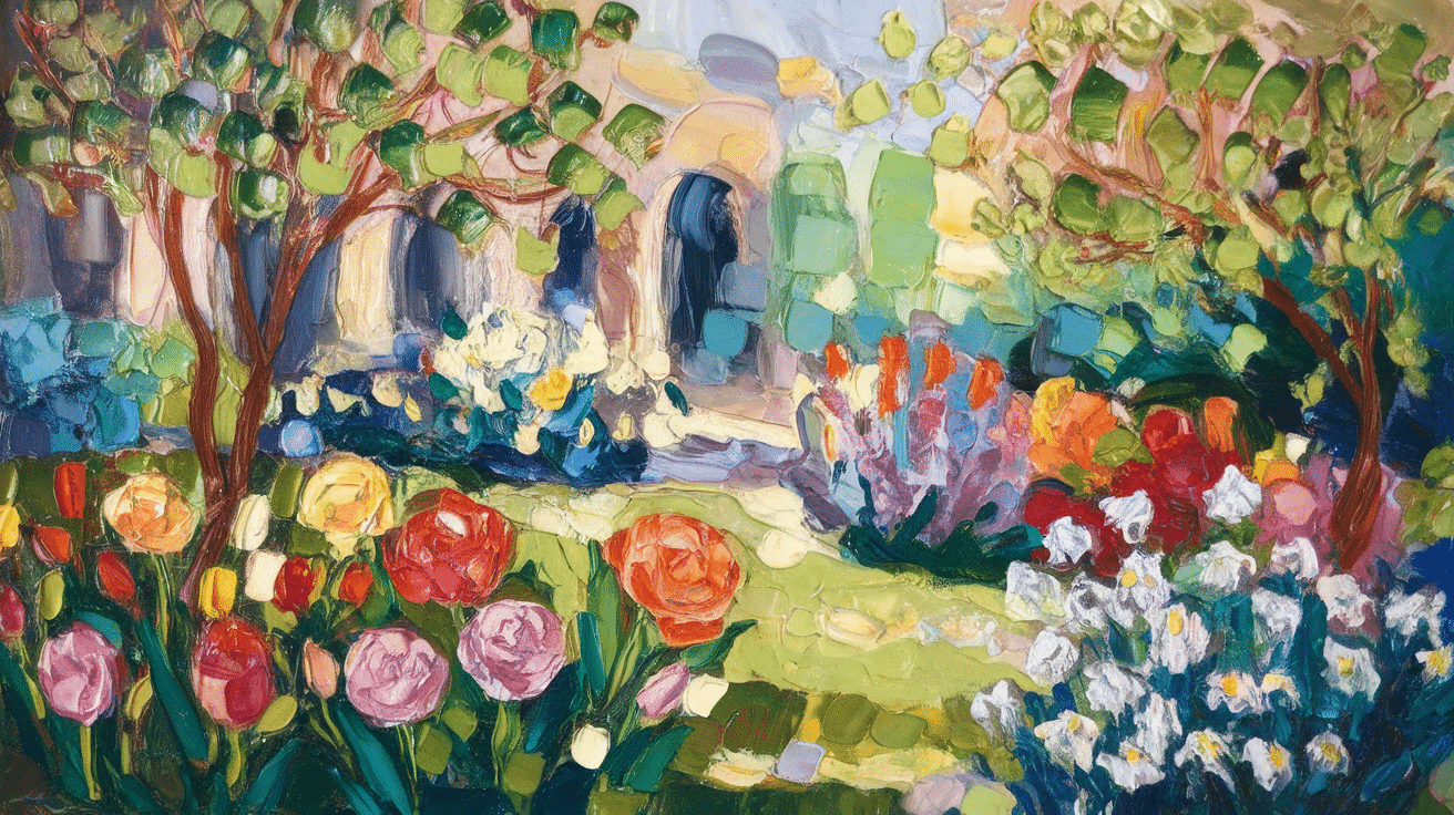 impressionist garden landscape painting art project