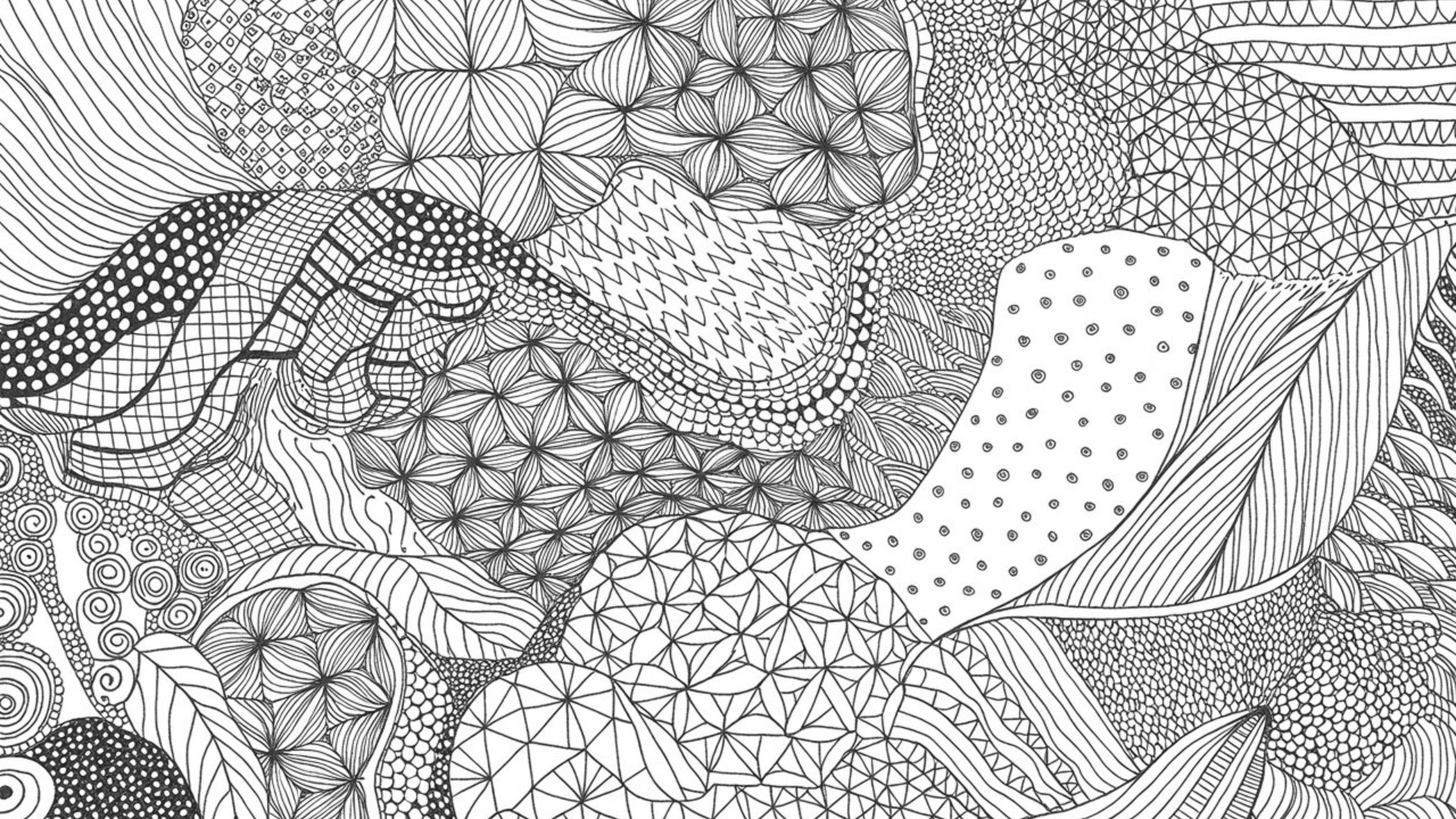 ink line drawing with patterns art project idea