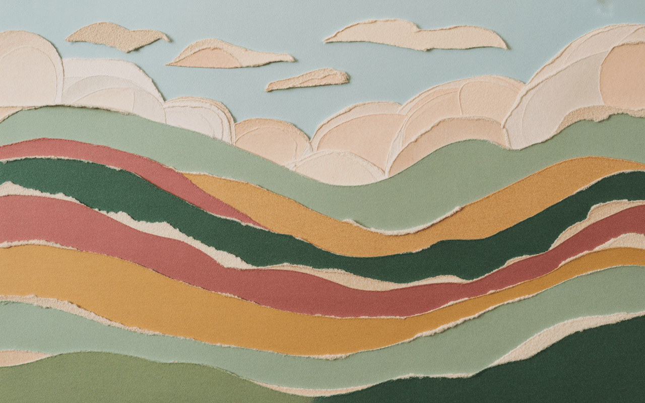 layered paper collage landscape art project