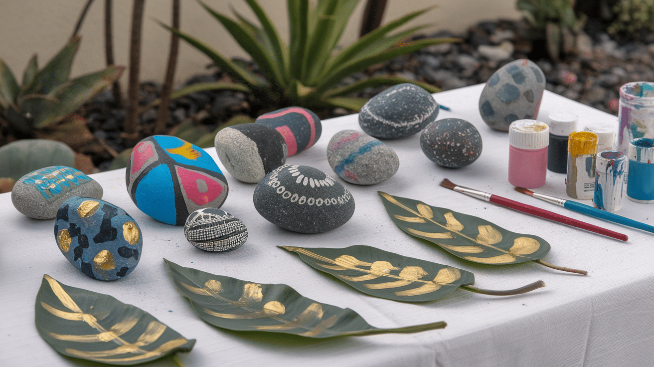 leaf rock painting outdoor activities for kids