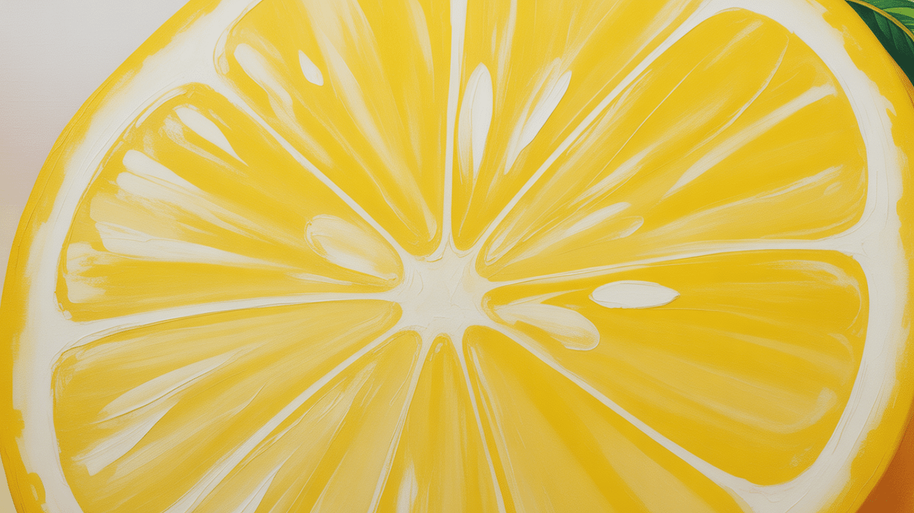 lemon slice close up canvas painting