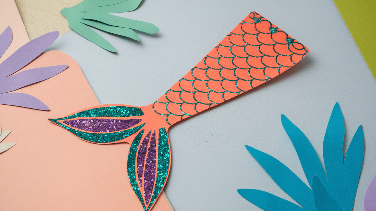 mermaid tail bookmark summer craft for kids