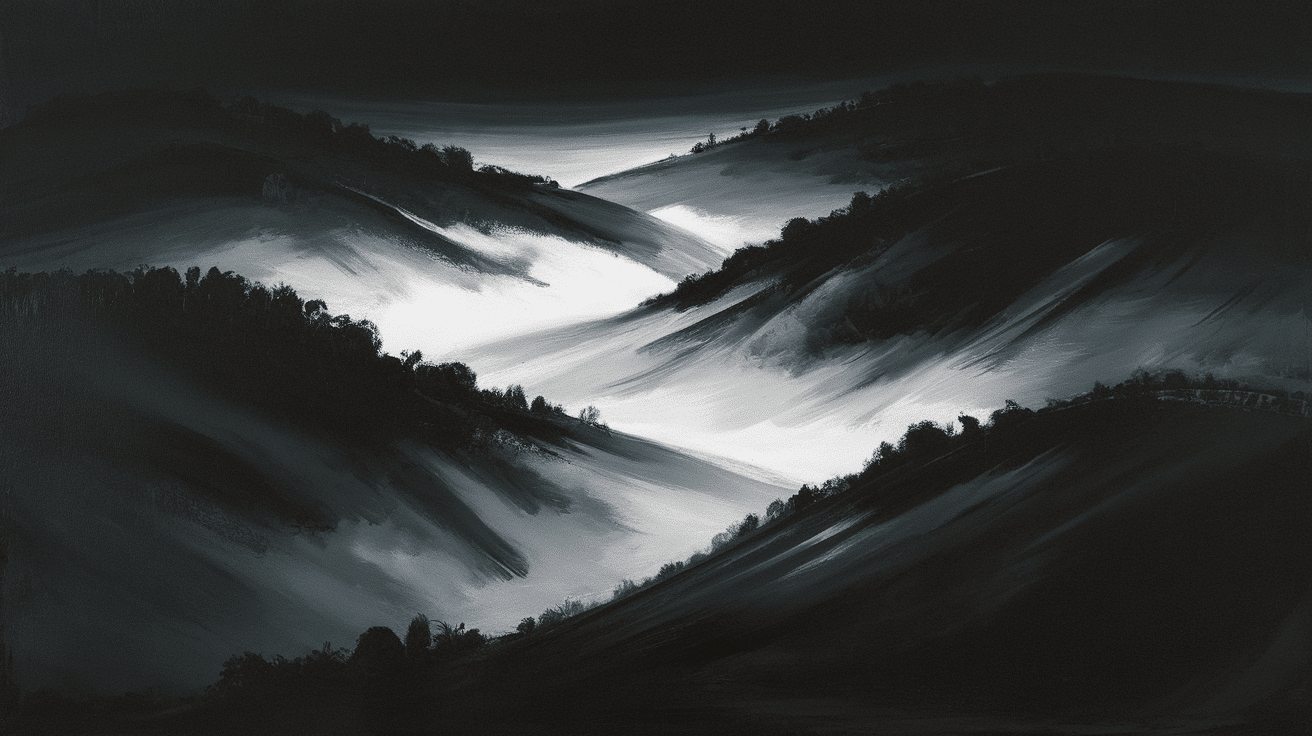 moody monochrome landscape painting art project
