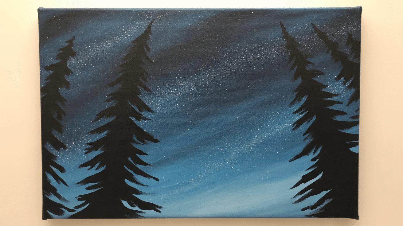 night forest silhouette canvas painting